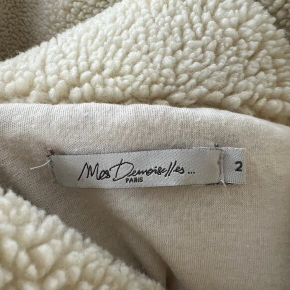 Mes Demoiselles Paris Beige Sherpa Fleece Turtle Neck Raglan Sleeve Pullover 2 - Picture 9 of 12